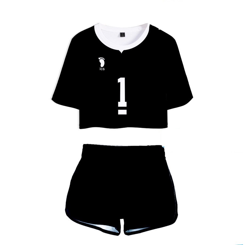 baju Jersey Crop Top Shorts Setelan Baju Costume Anime Haikyuu Inarizaki Team Vollyball kaos bisa cu
