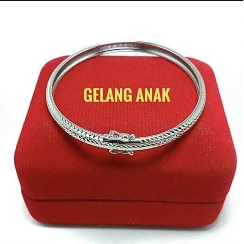 Gelang tangan anak bulat gelang tangan anak perak 925 lapis emas putih