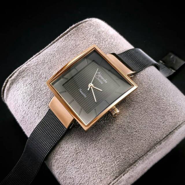 Jam Tangan Alexandre Christie Cewek Wanita AC 2510 AC2510 Black Rosegold Original