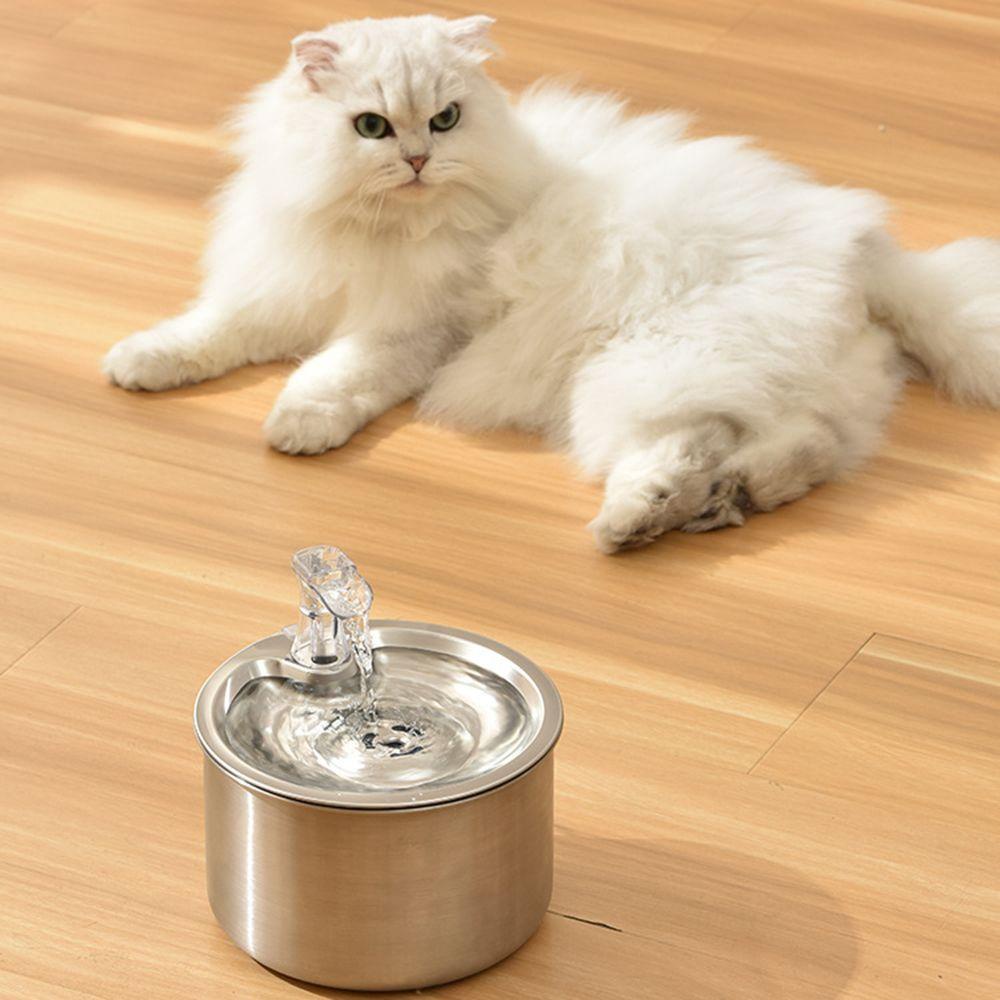 Solighter Pet Water Dispenser Sirkulasi Otomatis Cerdas Stainless steel Mangkuk Minum Senyap