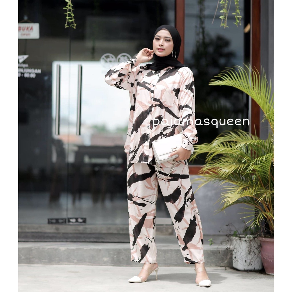 SETELAN PAJAMAS DAILY ONE SET WANITA RAYON PREMIUM LD 110