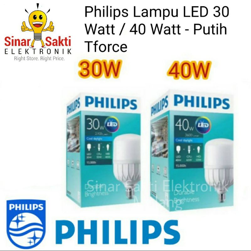 Jual Philips Lampu Led 30w 40w 30 Watt 40 Watt Bohlam Putih Tforce