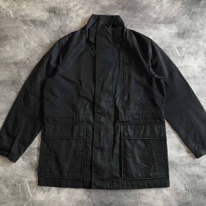 Uniqlo premium down jacket / jaket semi parka pria wanita tebal casual fashion black hitam