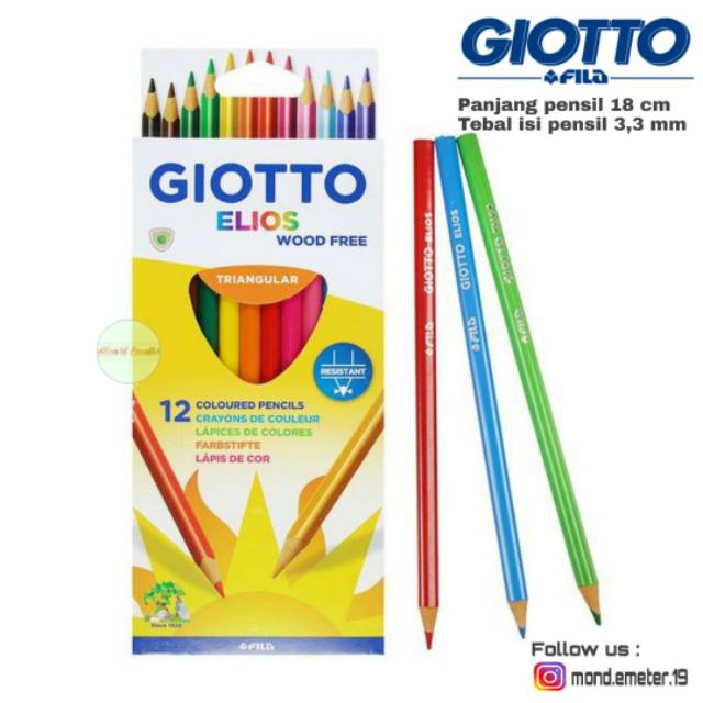 

Giotto Elios Wood Free - Pensil Warna/Lukis/Gambar Anak Non Kayu isi 12 - Art Painting & Drawing