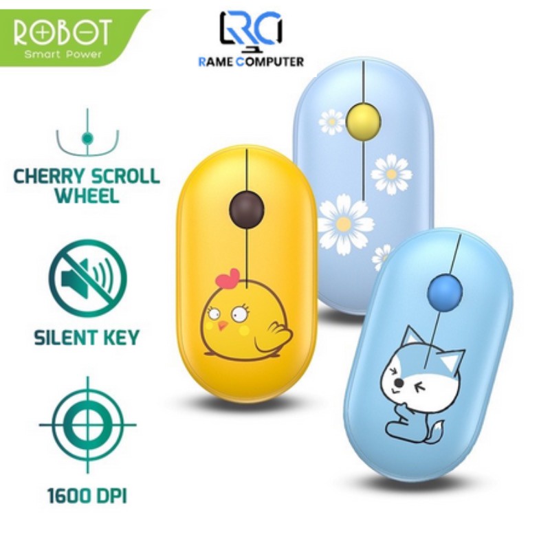 ROBOT Mouse Wireless M230 Stylish 2.4GHz Silent Optical 1600DPI Receiver USB Garansi Original Resmi - FLOWER