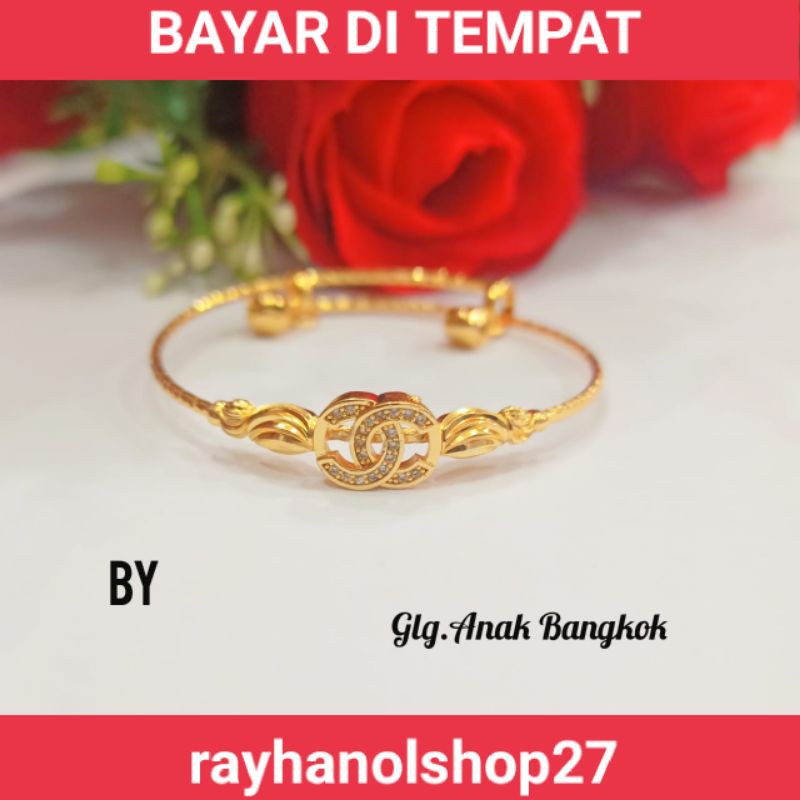 GELANG TANGAN TITANIUM ANAK ANAK MOTIF PILIHAN LAPIS EMAS 24 K MEWAH ELEGAN ANTI KARAT