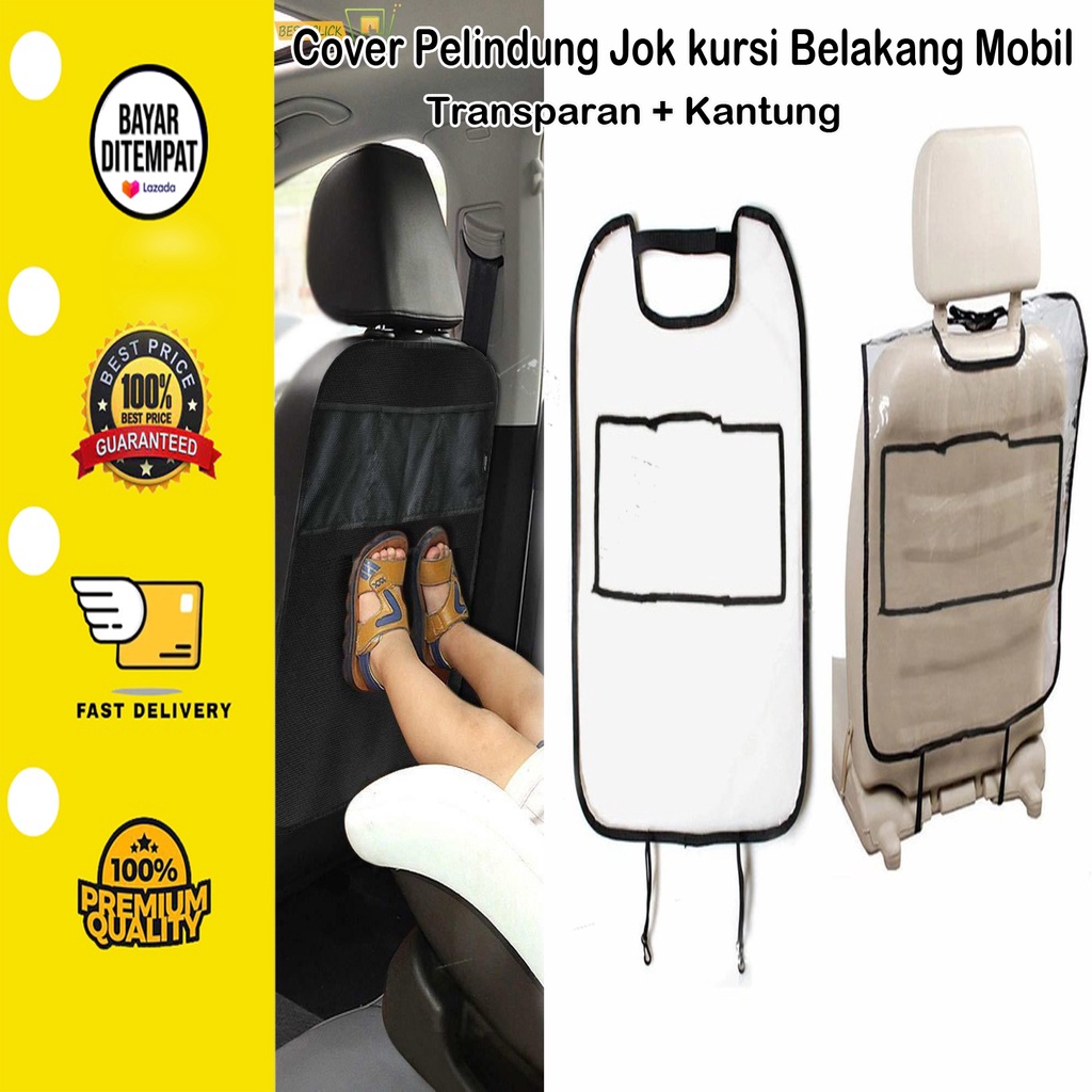 [BISA COD] Cover Pelindung Jok kursi Belakang Mobil Bening Transparan + Kantung