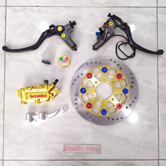 PAKET PENGEREMAN DEPAN MIO J-MIO M3-MIO SOUL GT-FINO-MIO SPORTY BREMBO 4 ITEM GOLD