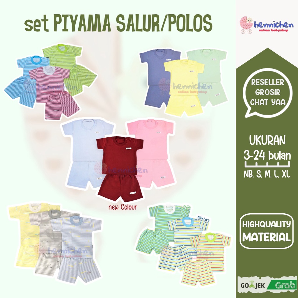 PROMO ARUCHI PREMIUM SETELAN ANAK PIYAMA ANAK SALUR PENDEK NB  S M L ( 3-18 Bulan ) BAJU ANAK BAYI