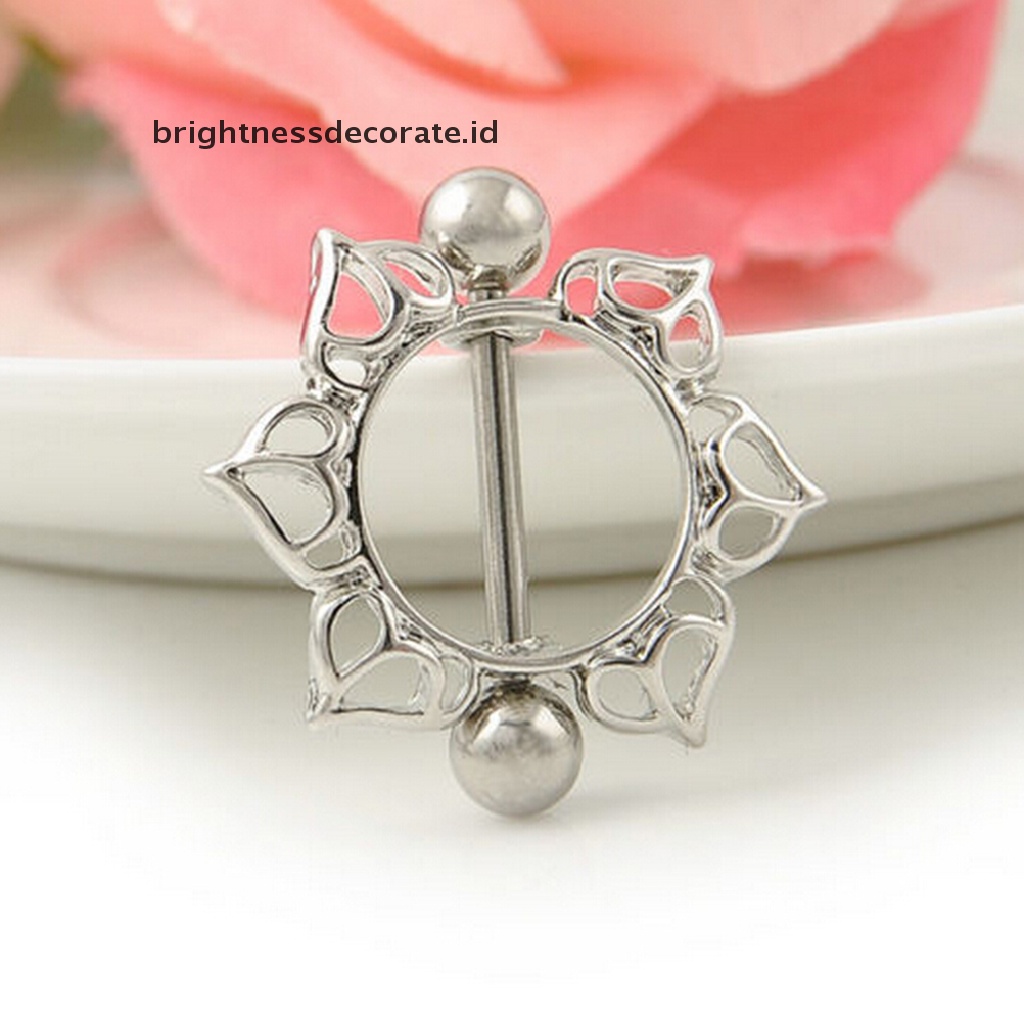 1 / 2pcs Cincin Tindik Puting Desain Bunga Foxy Bahan Baja Untuk Tubuh