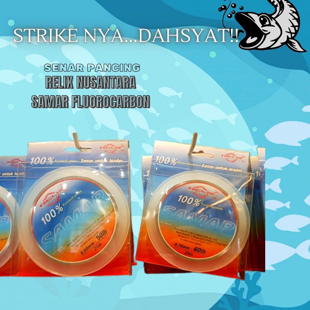 Senar Alat Tali Pancing Ikan Relix Nusantara Samar 100% Fluorocarbon Kuat Dan Anti Keriting Dengan V