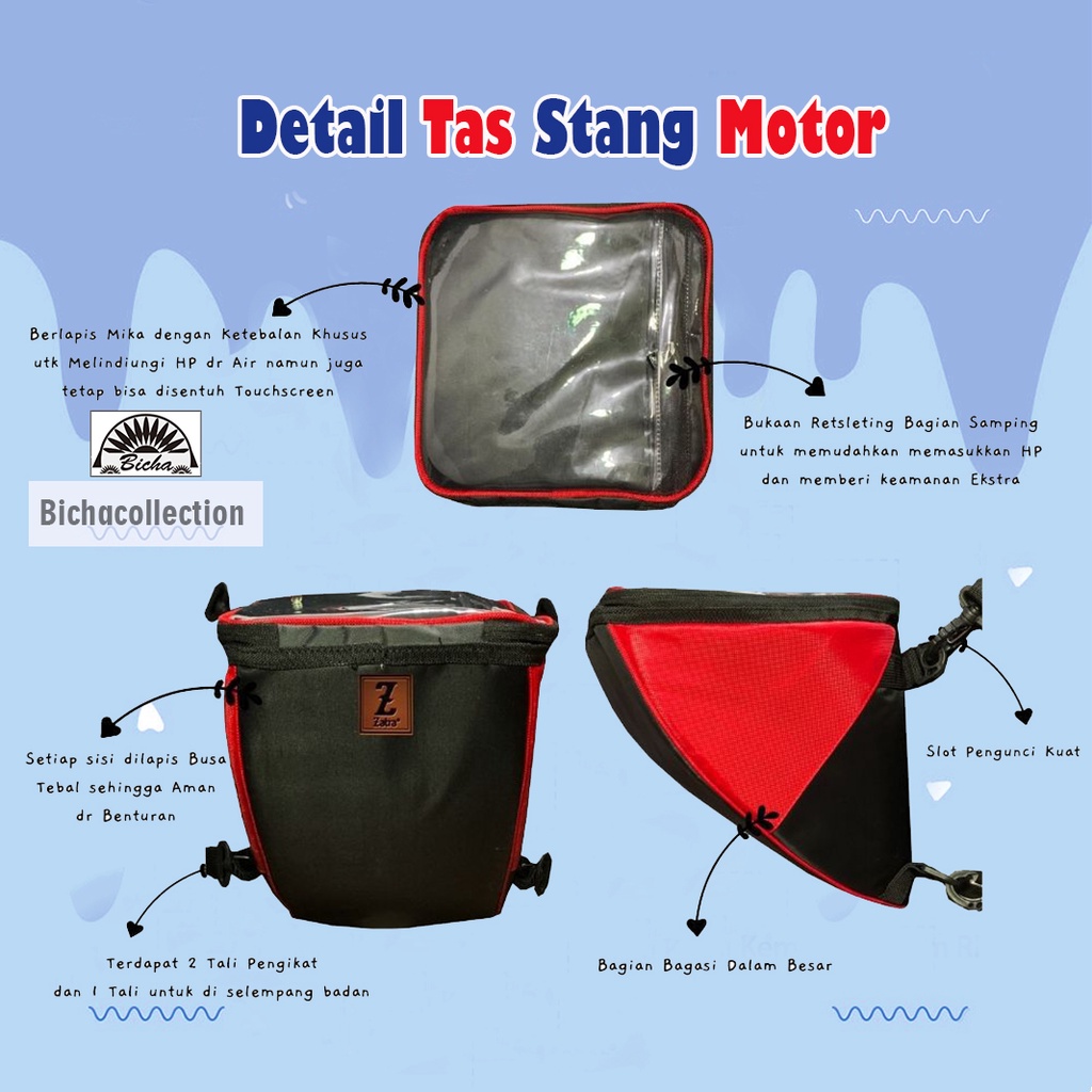 TAS STANG MOTOR WATERPROFF MULTIFUGNSI Bisa Untuk Semua Motor Ukuran jumbo