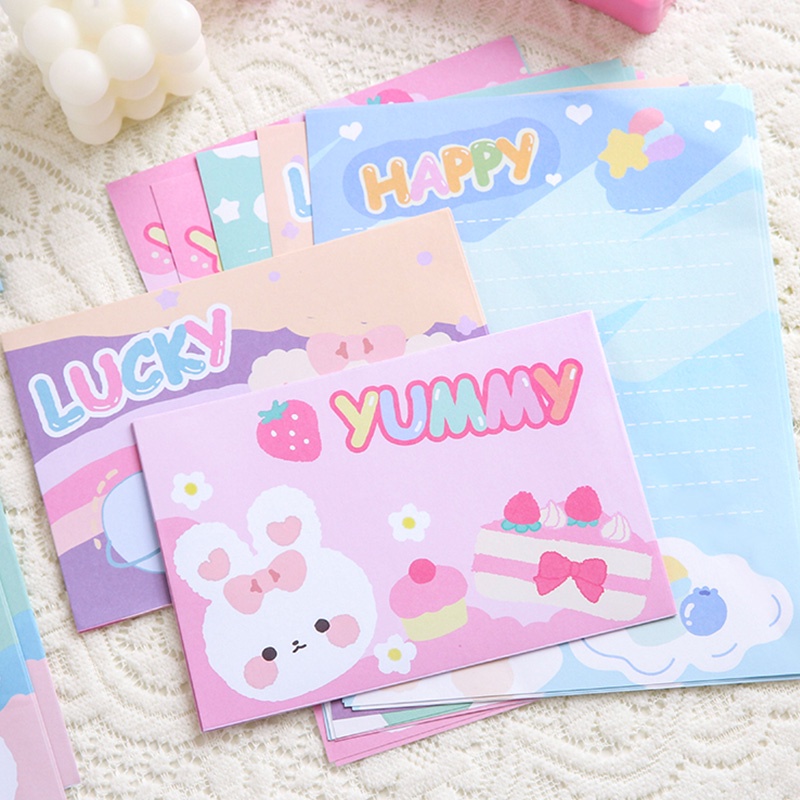 10pcs / Set Amplop Surat Motif Kartun Beruang / Kelinci Lucu