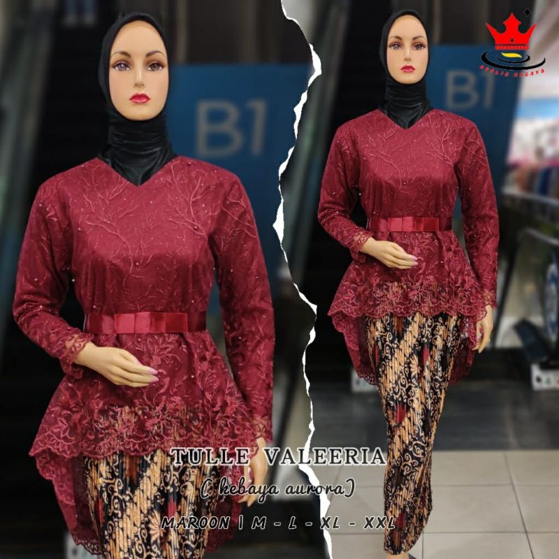 IndahKebaya | SETELAN KEBAYA AURORA TILLE / WISUDA / AKAD NIKAH / COUPLE /ROK PLISKET JUMBO TERLARIS