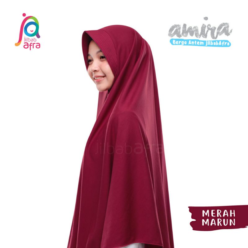 Amira SIZE L Jilbab Instan Ped Antem Bahan Kaos  Ori Jilbab Arfa ex Afra-Marun