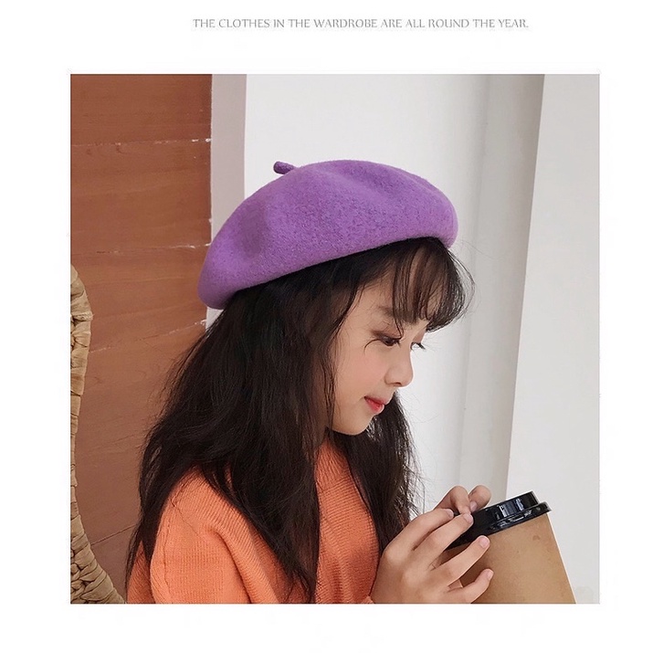 Beret hat pumpkin kids import topi kupluk anak cewek cowok perempuan korean style fashion winter musim dingin