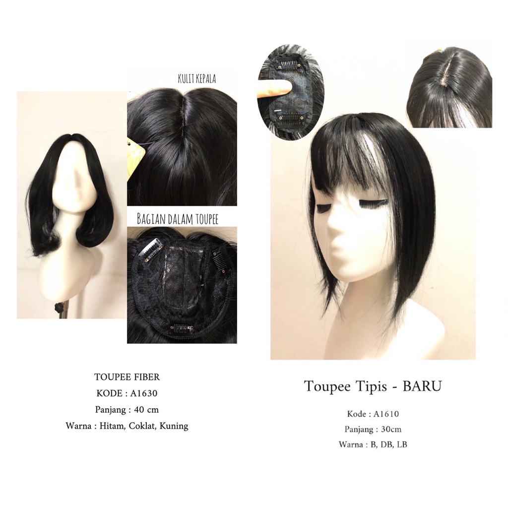 toupee fiber penutup botak top cover korea BUKAN FULL WIG / hair top / hair topper A16 M1601