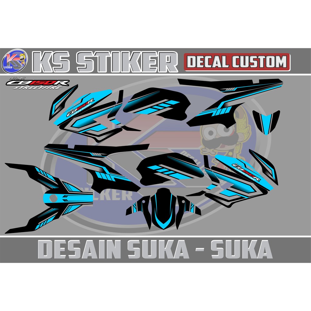 stiker decal all new cb150r hitam biru