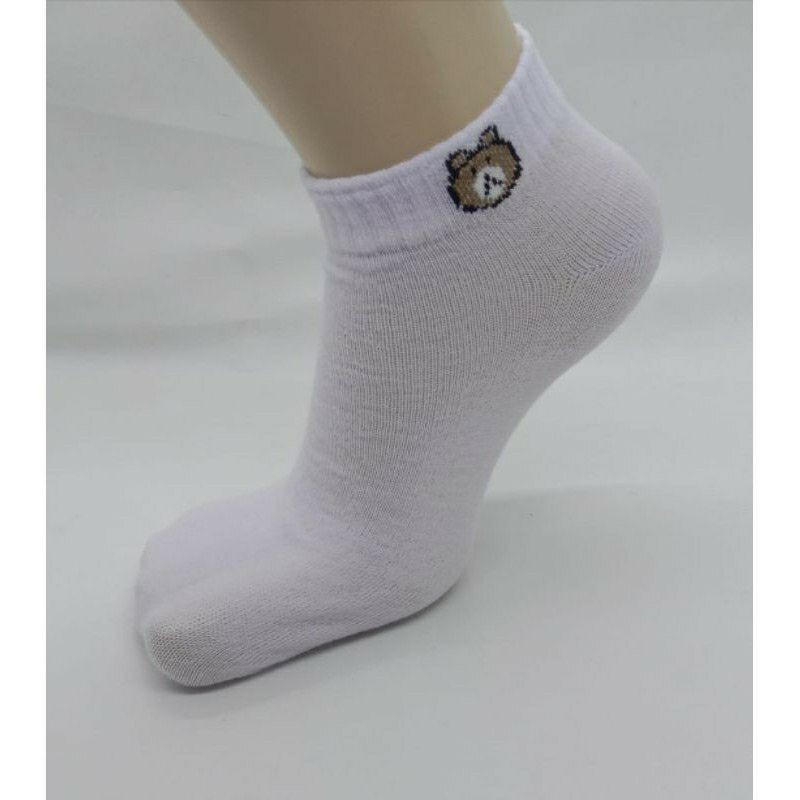 kaos kaki motif beruang pendek mata kaki wanita dewasa / kaos kaki angkle motif bear murah-Putih