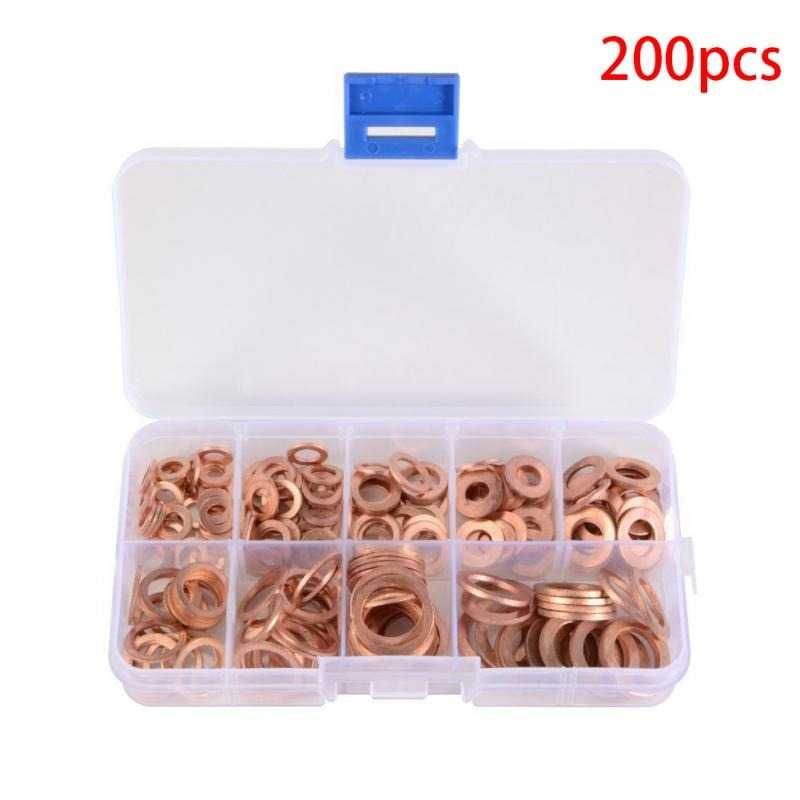 Set 200/360pcs Ring Copper Tembaga Stainless Gasket Bolt Mesin Mobil Motor Baut Master Rem Tap Oli