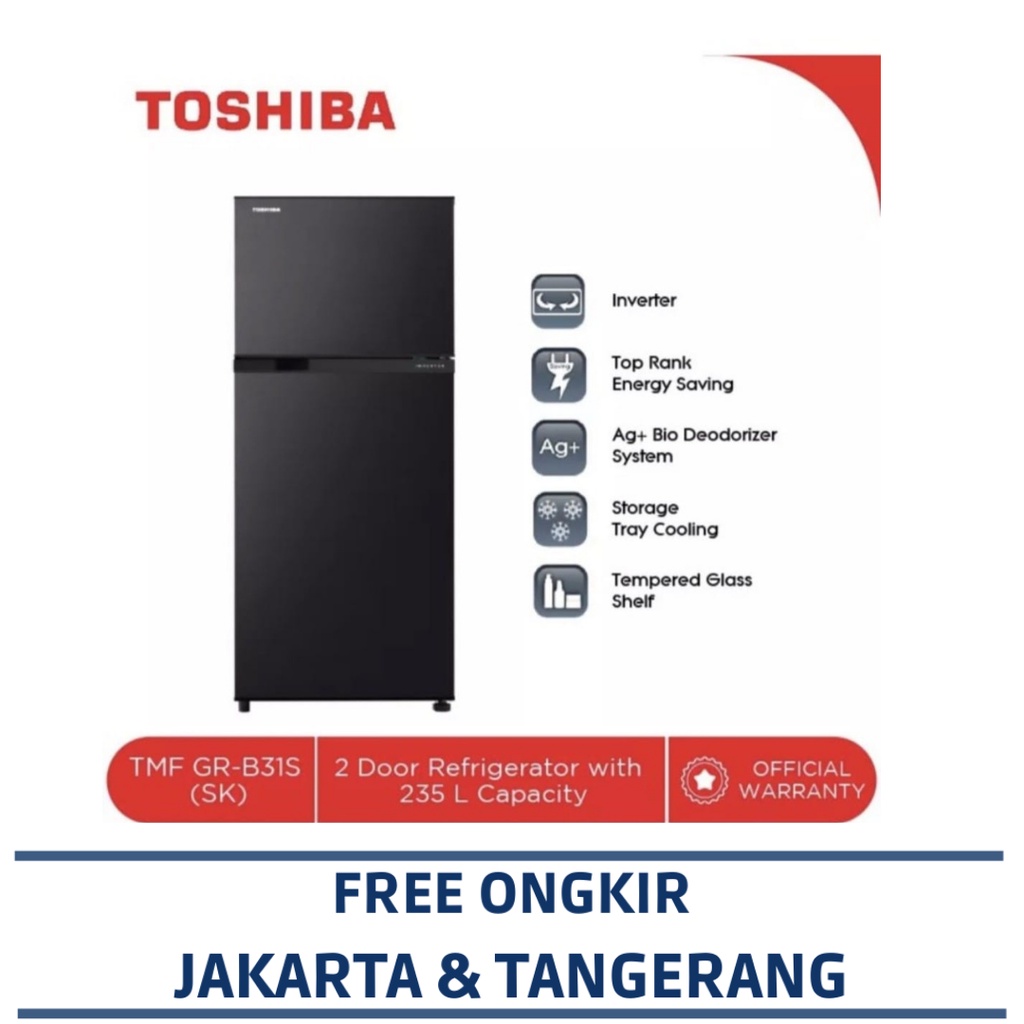 TOSHIBA GR-B31IS KULKAS 2 PINTU INVERTER (253 LITER)