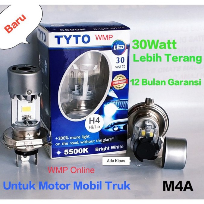 LAMPU DEPAN FRONT LAMP TYTO H4 M4A 2SISI AC DC PLUS KIPAS GARANSI 1 THN WMP‐0978 - LAMPU MOTOR - AK-