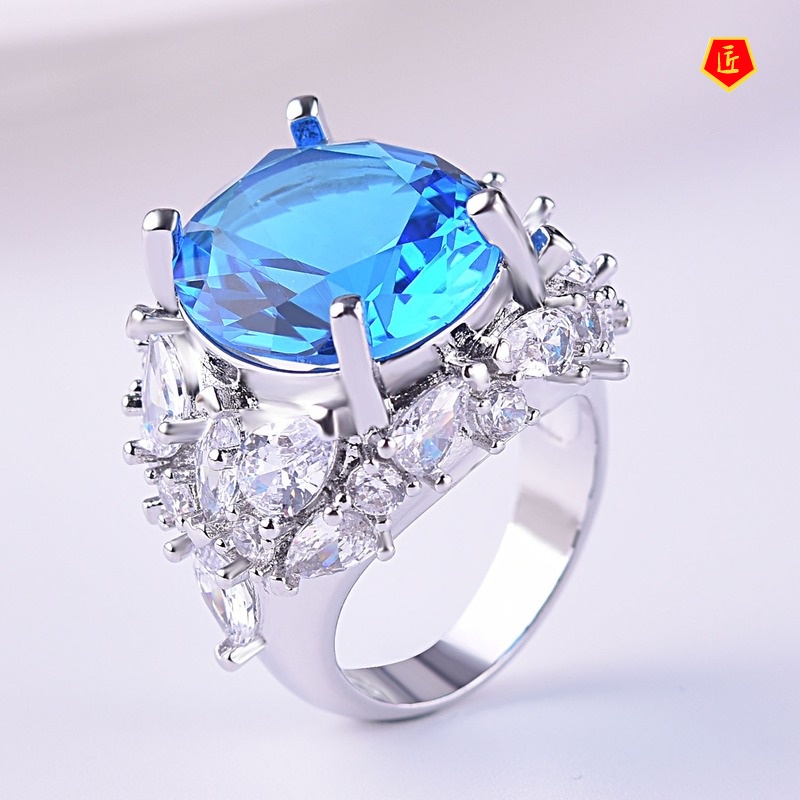 [Ready Stock]Sapphire Diamond Ring Ins Luxury Fashion