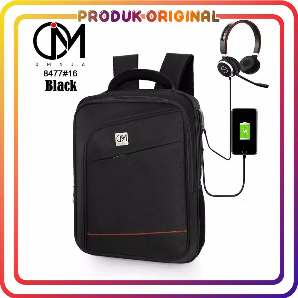 COD TAS RANSEL MULTIFUNGSI OMNIA ORIGINAL BACKPACK USB SERI 8477-16 FREE RAIN COVER
