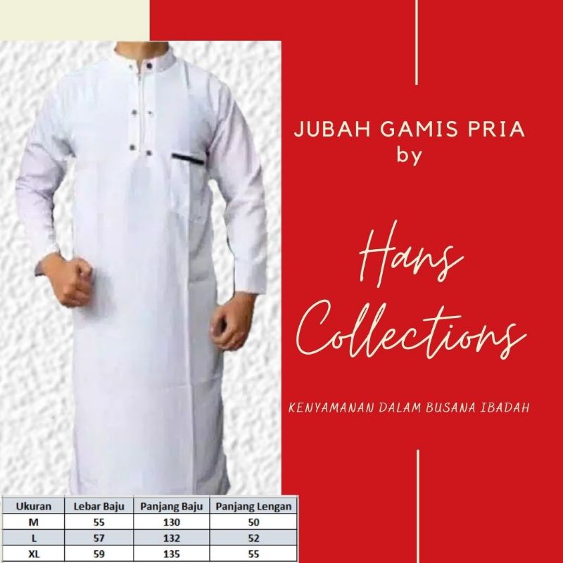 Jubah Gamis Pria Putih Baju Muslim Pria putih