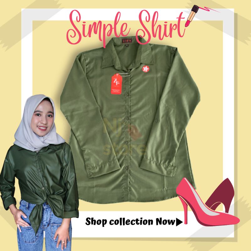 Baju Kemeja Atasan Hem Korean style Cewek cewe wanita Casual Lengan Panjang Jumbo Fit To XXL