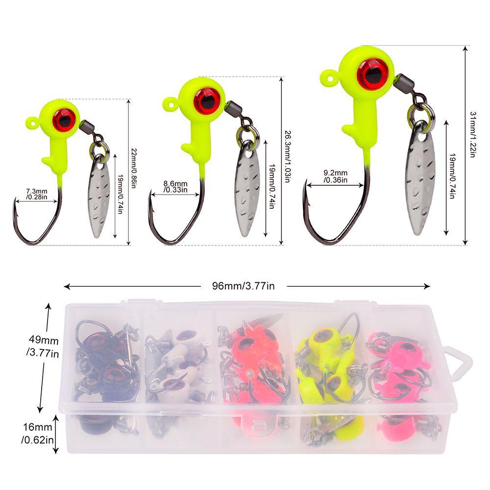 TOP 25pcs /Box Jig Memimpin Kepala Duri Punggung Buatan Lure Jigging Umpan