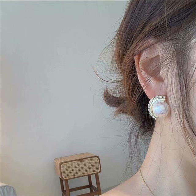 Sterling silver jarum Korea elegan Mutiara Berlian Imitasi sederhana all-match geometris telinga ant