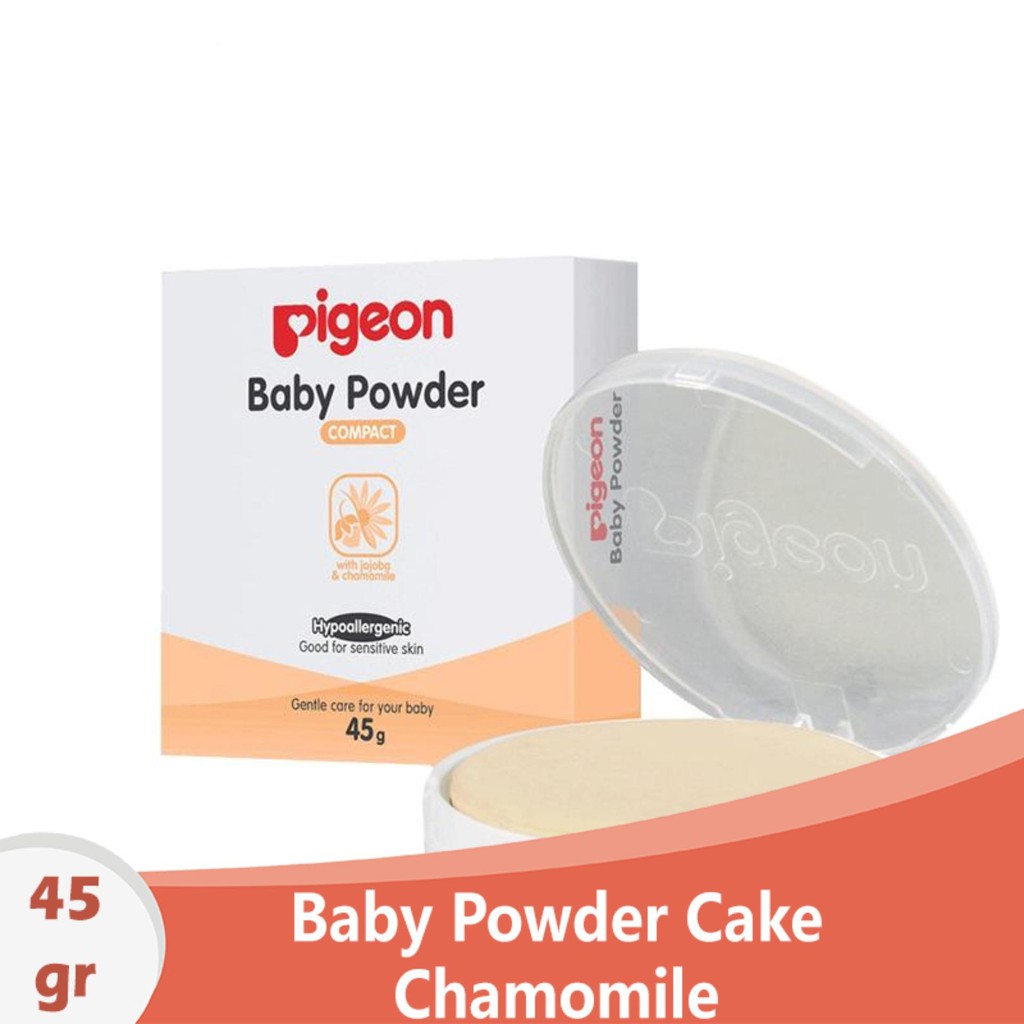 Pigeon Bedak Padat Bayi - Baby Compact Powder Cake Chamomile White 45 Gr / Set dengan Tempat-Refill