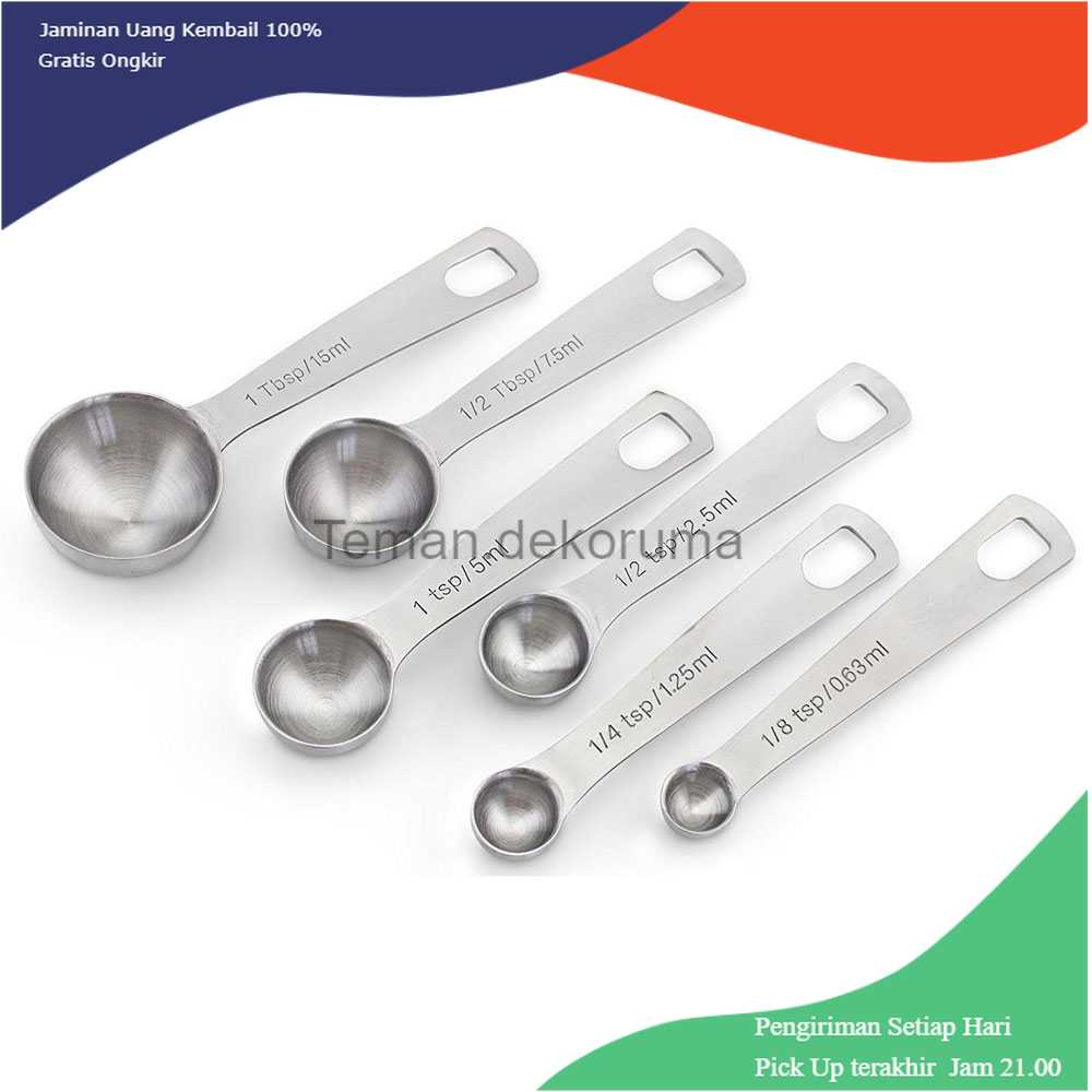 TD-AI HOOMIN Sendok Takar Ukur Measurement Spoon Stainless Steel 6 PCS 16752