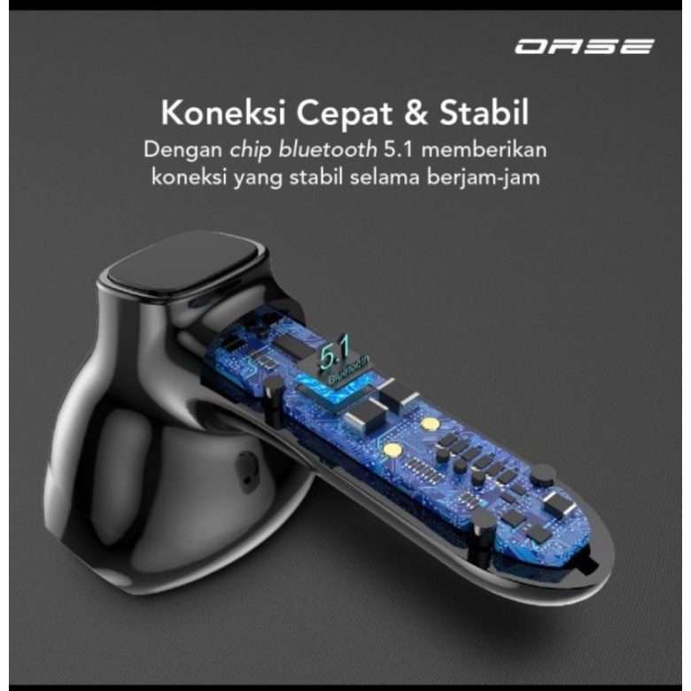 OASE Hero-T TWS Bluetooth 5.1 Earphone Ultra HD Audio Headset Q.C Type C Garansi Resmi 1 Tahun DE-T1