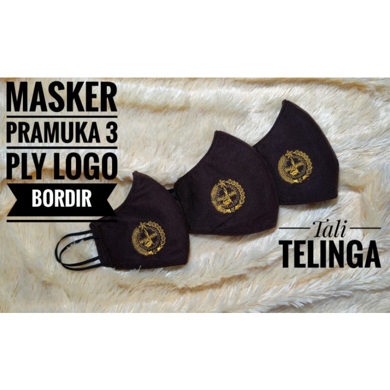 masker pramuka 3 ply logo sablon/ bordir