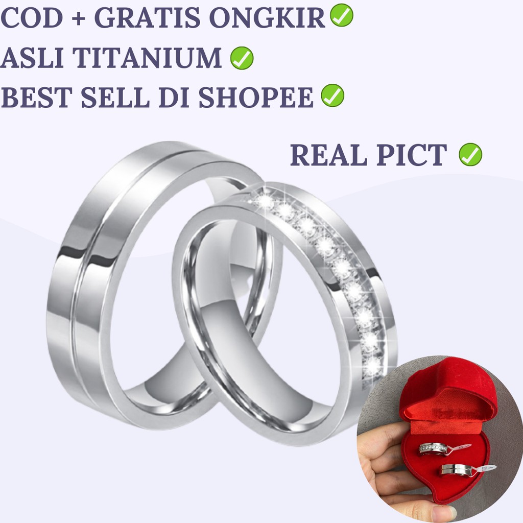 [BEST SELLER] Cincin Couple / Tunangan / Nikah / Pasangan / Titanium Cocok C023 warna perak silver