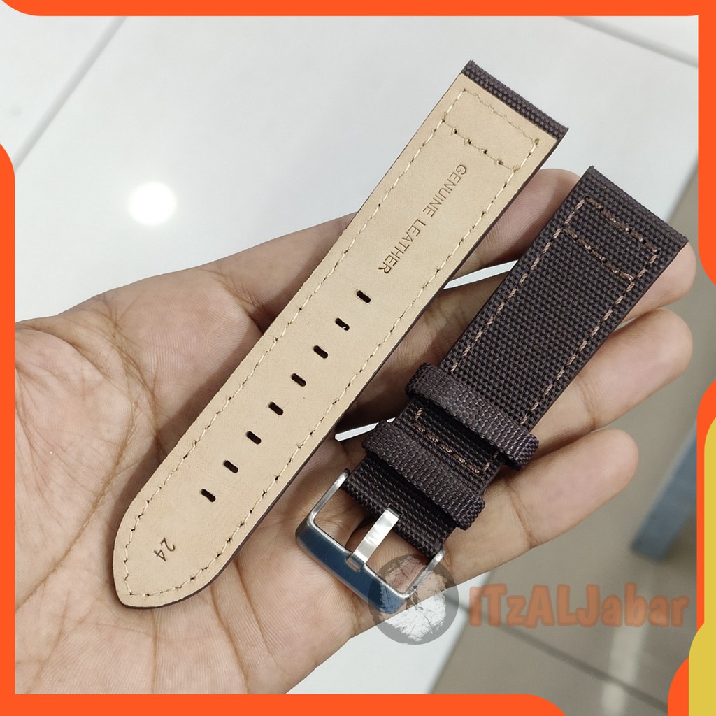 Tali jam tangan Canvas kulit 20mm 22mm 24mm Premium Stave Original