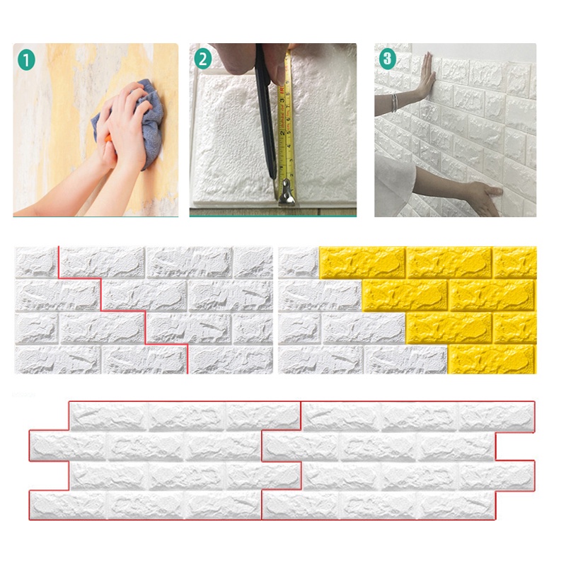 DIY Wall foam Stiker 3D Dekorasi Kamar Rumah / wallpaper Dinding Kamar Tidur batu bata-1