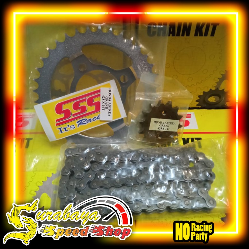 Jual SSS Chain Kit Gear Gir Set Depan Belakang Rantai Harian Baja Honda Grand Astrea Astra Gran