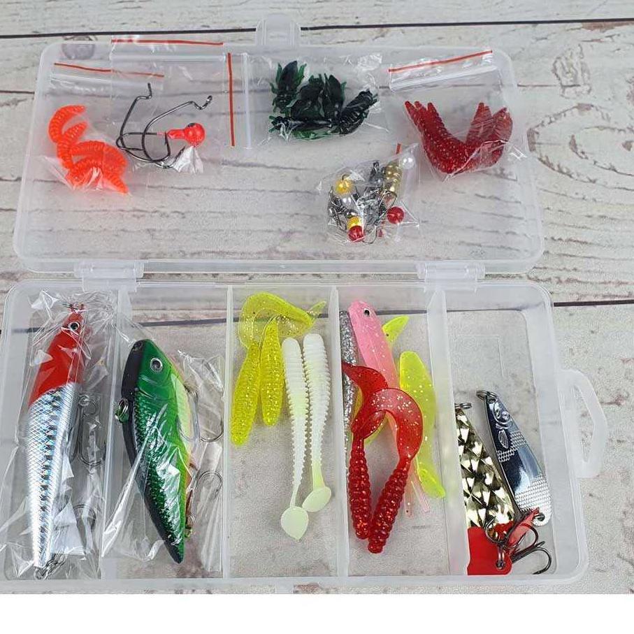 Paling Diminati.. Umpan Pancing Ikan Set Fishing Bait Kit 45PCS / Umpan gabus Rapala Tb Putih Castin