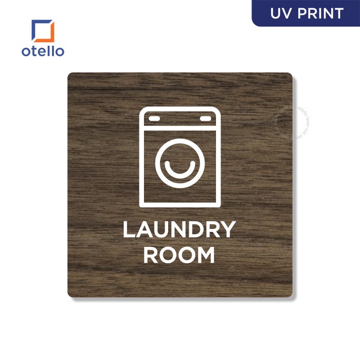 Signage Laundry Room Label Hiasan Dinding Kayu Stiker Wall Dekorasi