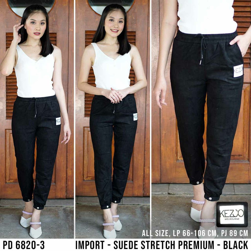 FASHION IMPORT / CELANA WANITA JOGGER PANJANG 4 WARNA BAHAN SUEDE PREMIUM PD 6820-3