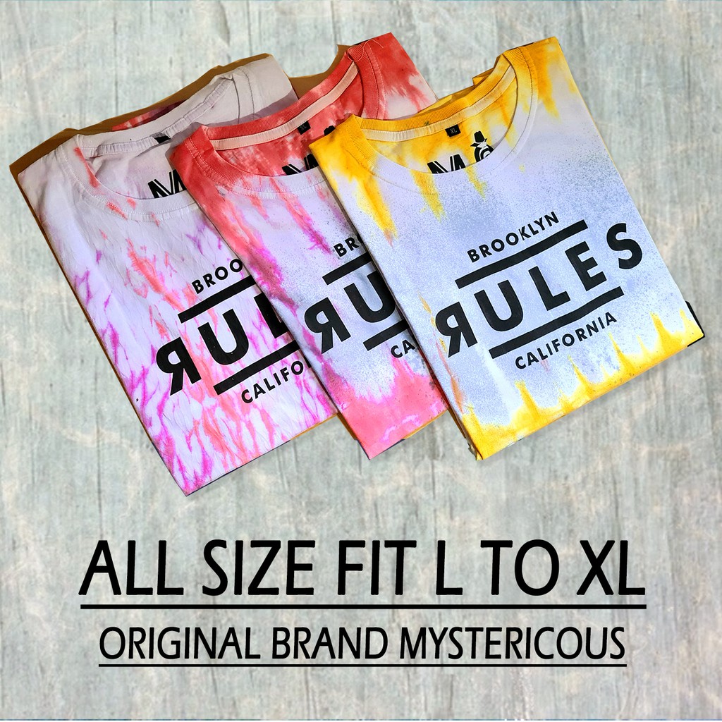 BAJU KAOS/T-SHIRT TIE DYE PRIA WANITA RULES ORIGINAL PREMIUM TIE DYE / KAOS SABLON By Mystericous