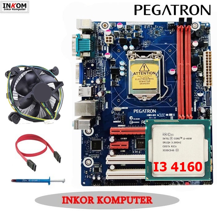 Mainboard LGA 1150 H81 dan Processor i3 4160 + FAN + RAM 2GB