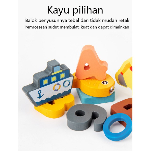 Montesori Puzzle / Macaroon Shape Wooden / Mainan Edukasi Berhitung