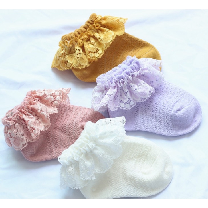 (Pimenova) kaos kaki anak renda polos kaos kaki anak renda korea , kids socks renda bunga