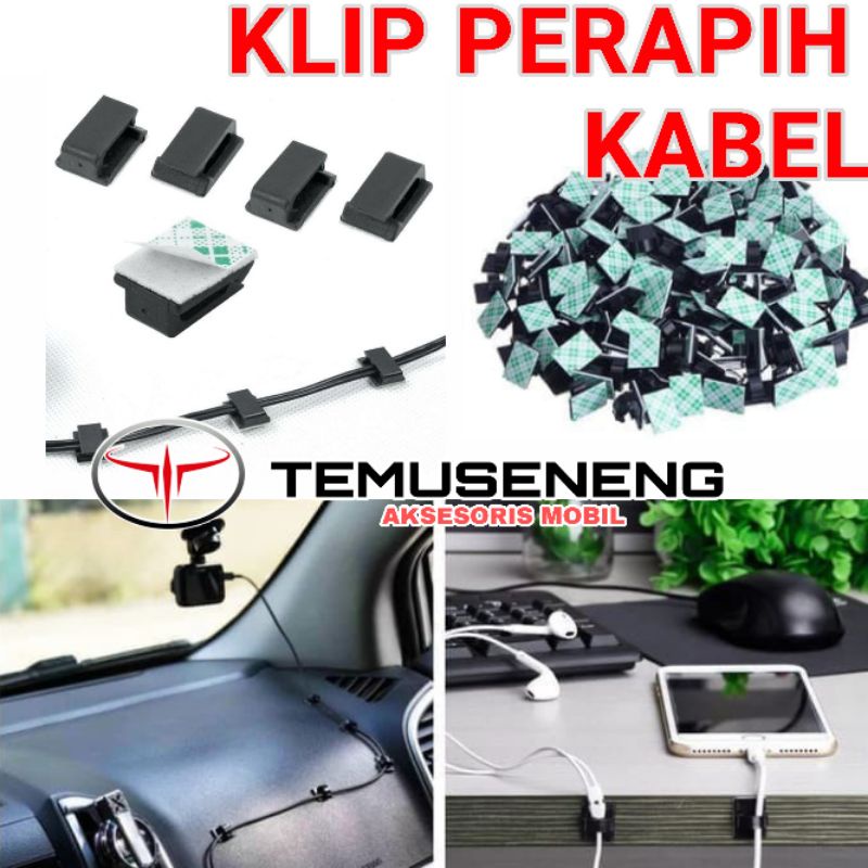 Klip Kabel Data Jepit Kabel Clip Perapih Kabel Meja Dashboard Mobil Ada Doubletape