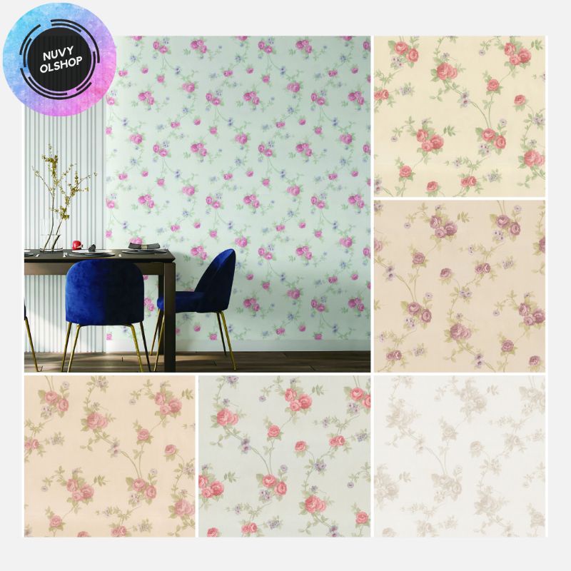 WALLPAPER DINDING MOTIF BUNGA KECIL