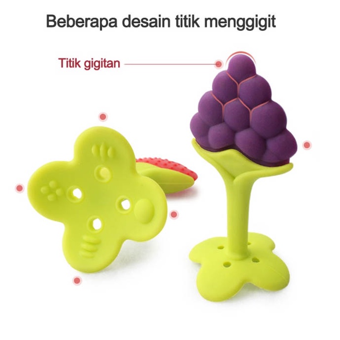 Mainan Teether bayi berbentuk buah/Teether bayi/Penumbuh gigi buah/Mainan gigitan bayi BPA Free